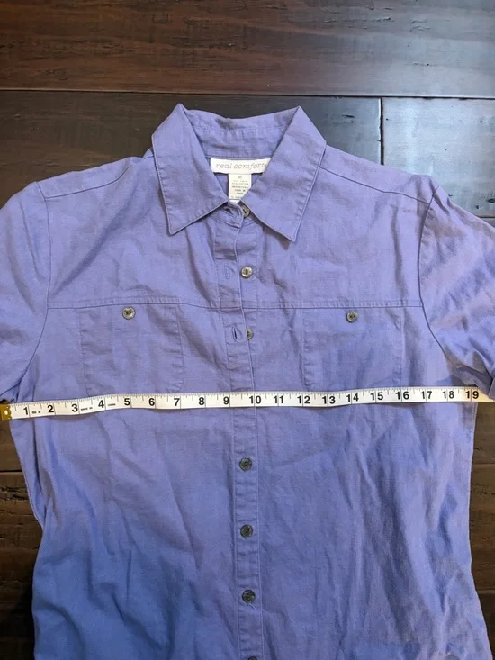 Vintage Real Comfort Linen Light Blue Button-Front Lightweight Midi Shirt Dress - Picture 6 of 8